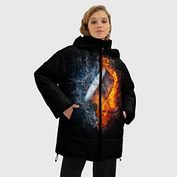 Куртка зимняя женская Шайба: противостояние, цвет: 3D-черный — фото 2