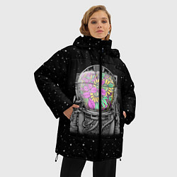 Куртка зимняя женская Цветочный астонавт, цвет: 3D-светло-серый — фото 2