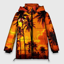Женская зимняя куртка Таиланд - пальмы на закате