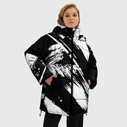 Куртка зимняя женская Чёрно-белый, цвет: 3D-красный — фото 2