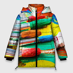 Куртка зимняя женская Кисти и краски, цвет: 3D-черный