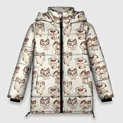 Женская зимняя куртка Стикеры котик
