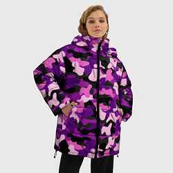 Куртка зимняя женская Камуфляж: фиолетовый/розовый, цвет: 3D-черный — фото 2