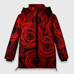 Женская зимняя куртка Красные розы