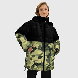 Куртка зимняя женская Камуфляж: черный/хаки, цвет: 3D-черный — фото 2