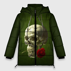 Куртка зимняя женская Череп и роза, цвет: 3D-черный