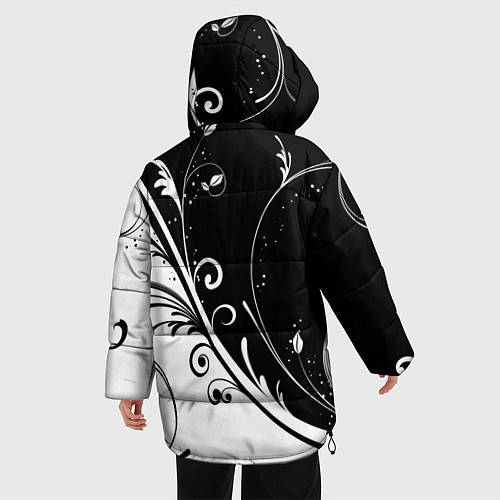 Женская зимняя куртка Цветочный узор / 3D-Черный – фото 4