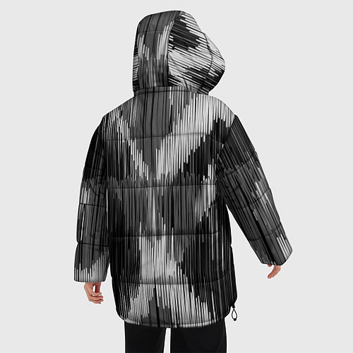 Женская зимняя куртка Черно-белая штриховка / 3D-Черный – фото 4