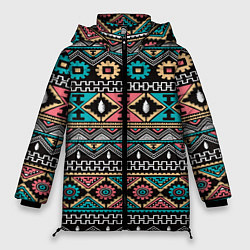 Куртка зимняя женская Греческий орнамент, цвет: 3D-черный
