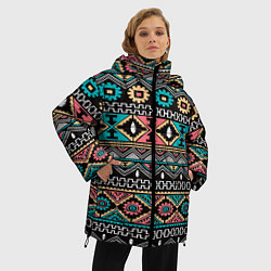 Куртка зимняя женская Греческий орнамент, цвет: 3D-черный — фото 2