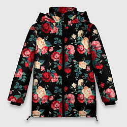 Куртка зимняя женская Кустовые розы, цвет: 3D-красный