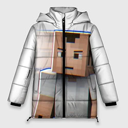 Куртка зимняя женская Minecraft: White Creeper, цвет: 3D-черный
