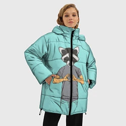 Куртка зимняя женская Влюбленный мистер енот, цвет: 3D-черный — фото 2