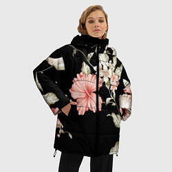 Куртка зимняя женская Цветок во мраке, цвет: 3D-черный — фото 2