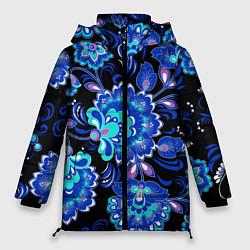 Женская зимняя куртка Синяя хохлома