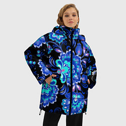 Куртка зимняя женская Синяя хохлома, цвет: 3D-светло-серый — фото 2