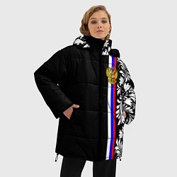 Куртка зимняя женская Россия: цветочная коллекция, цвет: 3D-красный — фото 2