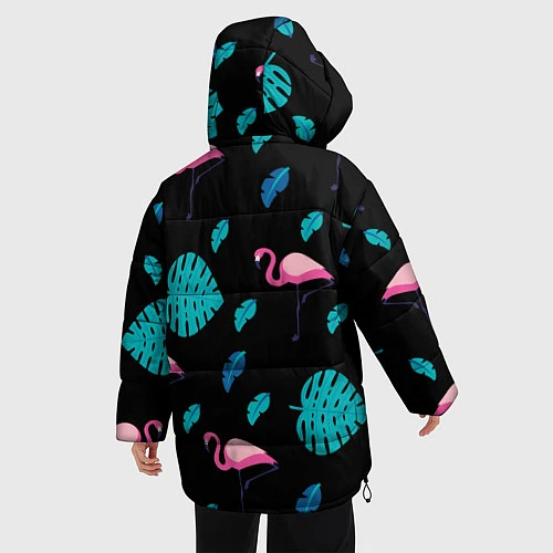 Женская зимняя куртка Ночные фламинго / 3D-Черный – фото 4