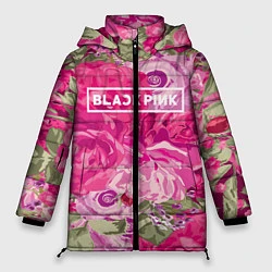 Куртка зимняя женская Black Pink: Abstract Flowers, цвет: 3D-красный