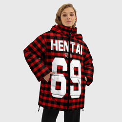 Куртка зимняя женская Hentai 69: Red Grid, цвет: 3D-черный — фото 2