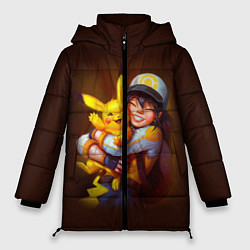 Куртка зимняя женская Эш и пикачу, цвет: 3D-черный