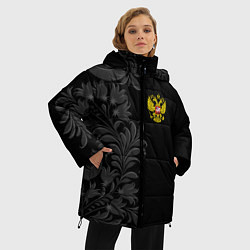 Куртка зимняя женская Герб России и орнамент, цвет: 3D-черный — фото 2