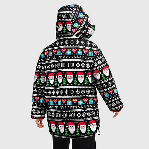 Женская зимняя куртка Узор с Сантой / 3D-Черный – фото 4