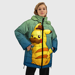 Куртка зимняя женская Детектив Пикачу, цвет: 3D-красный — фото 2