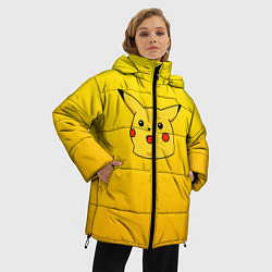Куртка зимняя женская Удивленный Пикачу, цвет: 3D-красный — фото 2