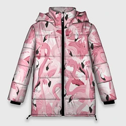 Куртка зимняя женская Розовый фламинго, цвет: 3D-черный