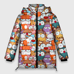 Женская зимняя куртка Рожицы животных: паттерн