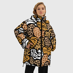 Куртка зимняя женская Сердца из шкур африканских животных, цвет: 3D-черный — фото 2