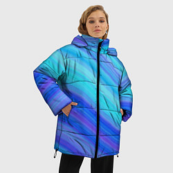 Куртка зимняя женская Абстракция волны, цвет: 3D-черный — фото 2