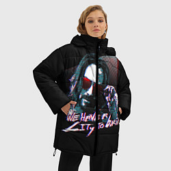 Куртка зимняя женская Cyberpunk 2077: City to Burn, цвет: 3D-красный — фото 2