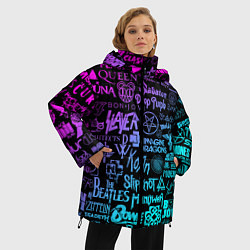 Куртка зимняя женская ЛОГОТИПЫ РОК ГРУПП, цвет: 3D-черный — фото 2