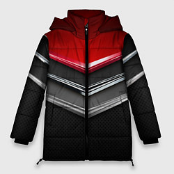 Женская зимняя куртка Металлические уголки-стрелки серебристые с красной