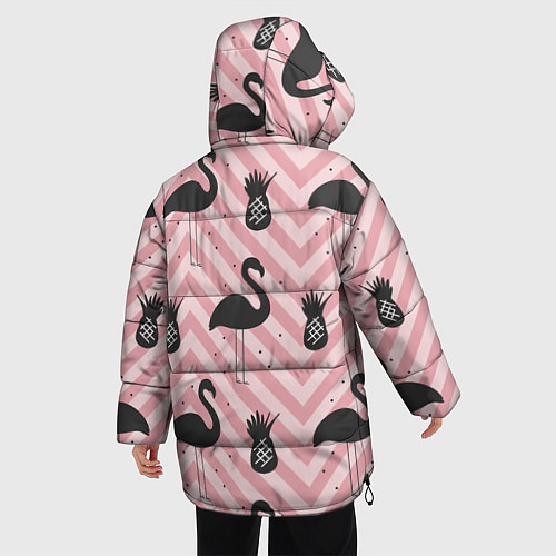 Женская зимняя куртка Черный фламинго арт / 3D-Черный – фото 4