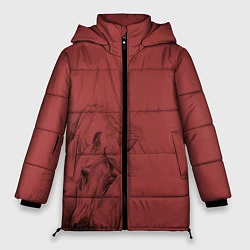 Куртка зимняя женская Конь на красном фоне, цвет: 3D-черный