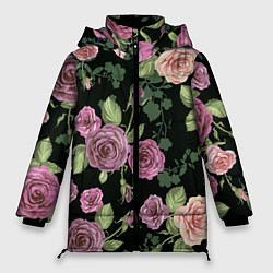 Куртка зимняя женская Кусты роз, цвет: 3D-светло-серый