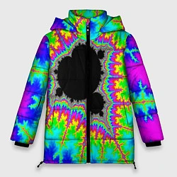 Куртка зимняя женская Фрактальная кислотная черная дыра - множество Манд, цвет: 3D-черный