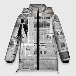 Куртка зимняя женская Газета Newspaper, цвет: 3D-красный