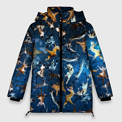 Женская зимняя куртка Космические коты