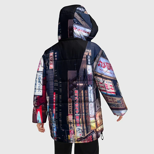 Женская зимняя куртка Ночной Токио / 3D-Черный – фото 4