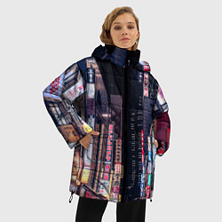 Куртка зимняя женская Ночной Токио, цвет: 3D-черный — фото 2