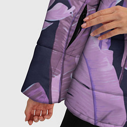 Куртка зимняя женская Tropical leaves 4 purple, цвет: 3D-черный — фото 2