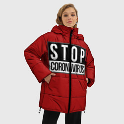 Куртка зимняя женская Stop Coronavirus, цвет: 3D-черный — фото 2