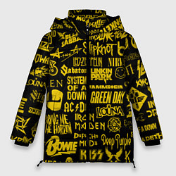 Женская зимняя куртка Логотипы рок групп GOLD