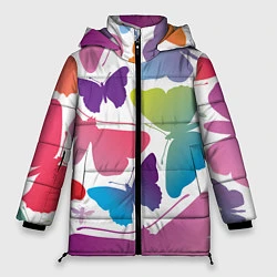 Женская зимняя куртка Разноцветные бабочки