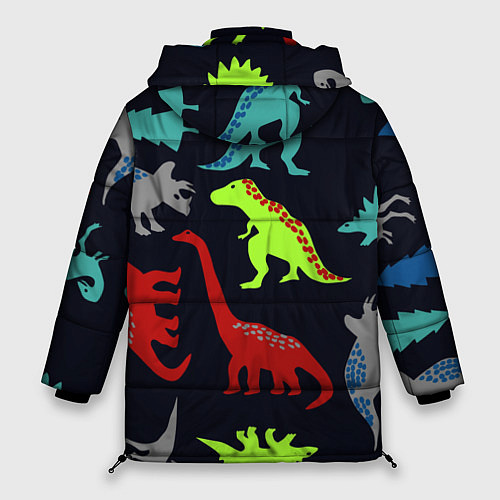 Женская зимняя куртка Динозавры / 3D-Красный – фото 2
