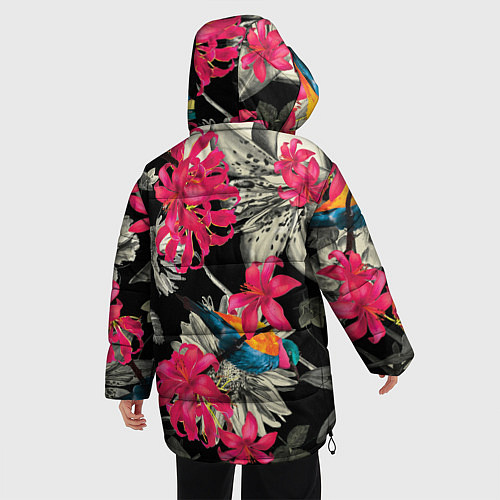 Женская зимняя куртка Цветы / 3D-Черный – фото 4